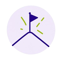 Icono de estrategia con portapapeles, flecha curva y marcas en X para representar planificación y gestión de farmacia.